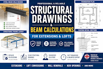 create structural drawings and beam calculations for extensions and lofts