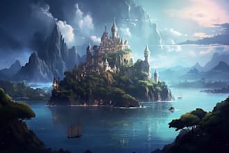 create a fantasy background and landscape