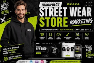 design clothing brand website wordpress store marketing  modern street wear