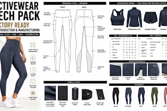 create activewear tech packs for sportswear production and manufacturing
