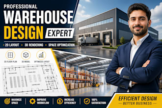 design factory and warehouse layout with 3d model and walkthrough