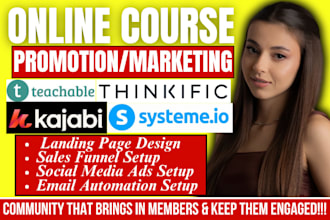 udemy course promotion kajabi thinkific course makerting teachable sales funnel