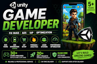 develop or fix your unity 2d 3d game in c sharp