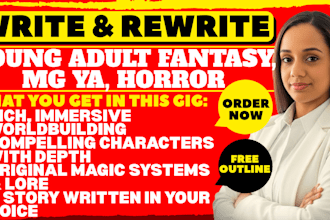 write outline and ghostwrite or rewrite young adult fantasy novels mg ya horror