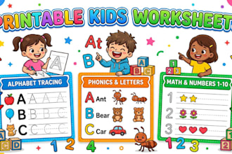 create custom kids worksheets, tracing, phonics and math activity sheets