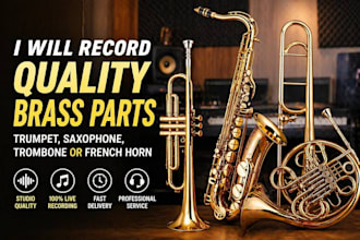 record quality brass parts with trumpet, saxophone, trombone or french horn