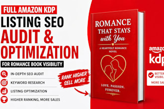 do a full amazon KDP listing SEO audit and optimize your romance book visibility