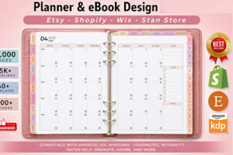 design canva workbook, ebook, planner or digital product for etsy sellers