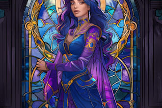 draw stained glass design illustration