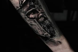 design a realistic black and grey tattoo for you