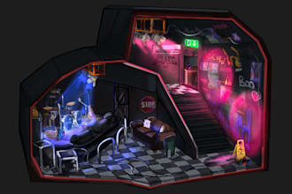 create a room cutaway concept art