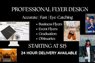 design professional flyers, posters, and social media graphics
