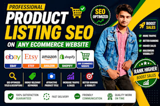 do product listing on ebay, esty, amazon, shopify, and other ecom websites