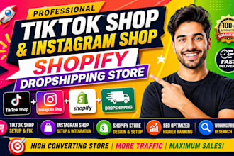 setup tiktok shop, fix tik tok shop, instagram shop shopify dropshipping store