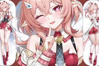draw custom anime dakimakura body pillow character design
