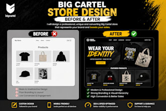 setup big cartel design big cartel website etsy gumroad shopify store