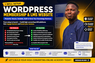 setup personalized wordpress membership lms website, lms website or course lms