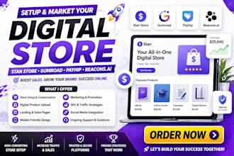 setup stan store marketing digital product gumroad promotion payhip website