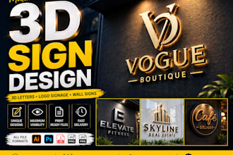 design 3d signage, 3d letters sign, and modern logo signage