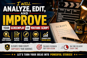 analyze, edit, and improve your screenplay or youtube script