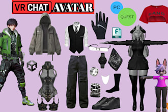 design custom 3d avatar clothing outfit vr accessories vr prop for vrchat avatar
