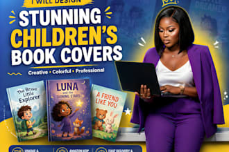 design a colorful childrens book cover for KDP print and kindle
