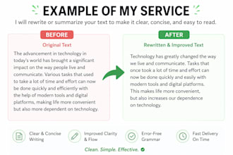 rewrite, edit, and summarize your text for clarity
