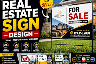 design real estate yard sign, property sign, and sale board