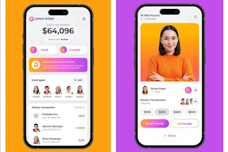 develop fintech wallet app, crypto app, payment loan app, saas logo bank app