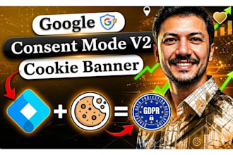setup google consent mode v2, gdpr cookie consent banner and cmp and meta pixel