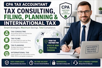 be CPA tax accountant for tax consulting, filing, planning, international tax