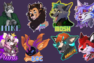 draw furry badge furry sticker pfp anthro oc fursona ref sheet icon emote packs