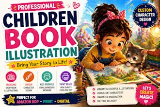 illustrate children book, kids book illustration, storybook illustration