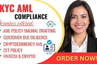 provide kyc aml compliance, policy writing, due diligence and crypto fintech