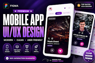 design modern mobile app UI UX for ios android using figma