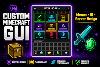 create custom minecraft gui, server menus, inventory UI, and plugin design