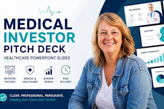 design medical investor pitch deck, healthcare powerpoint slides