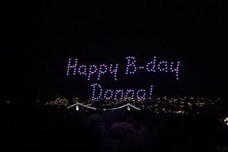 do birthday surprise drone show, 3d drone light animation, birthday drone show,
