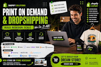 redesign shopify zendrop dropshipping autods printful printify gelato pod store