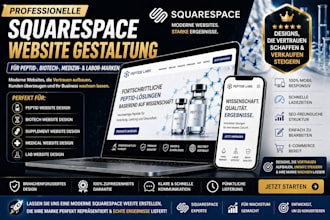 gestaltung einer modernen squarespace website für peptide oder biotechnologie