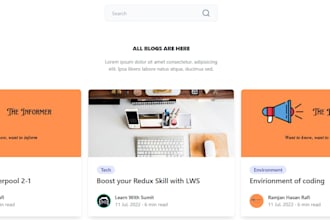 develop landing page with react and tailwind