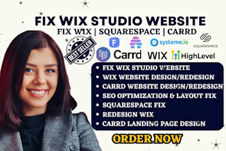 fix wix studio website, mobile friendly redesign carrd wix seo fix squarespace