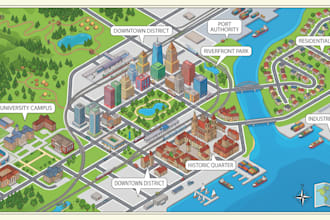 design isometric map, 2d 3d site plan, city map, rv park and property layout