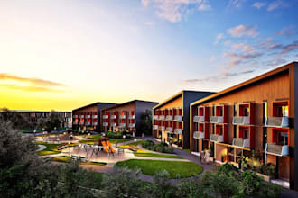 build 3d residential complex,city environment render,playground layout 3d visual