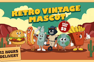 create retro cartoon mascot for your brand