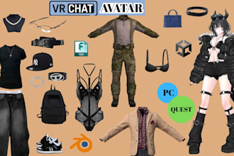 model custom vrchat outfit 3d clothing vr accessories vrchat props weapon assets