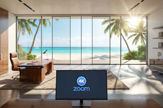 make realistic beach office virtual backgrounds in 4k
