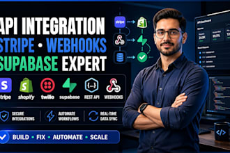 do API integration, rest API, stripe API fix, webhook automation, soap, supabase