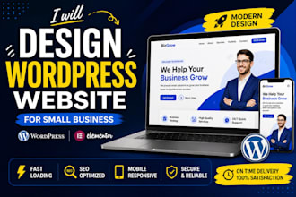 modern wordpress website for small business, elementor, SEO optimized