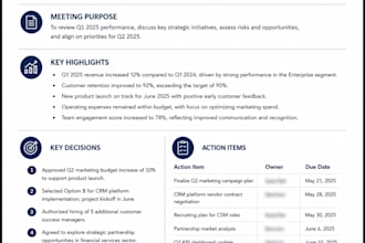board level minutes, agendas, slide decks and executive briefings